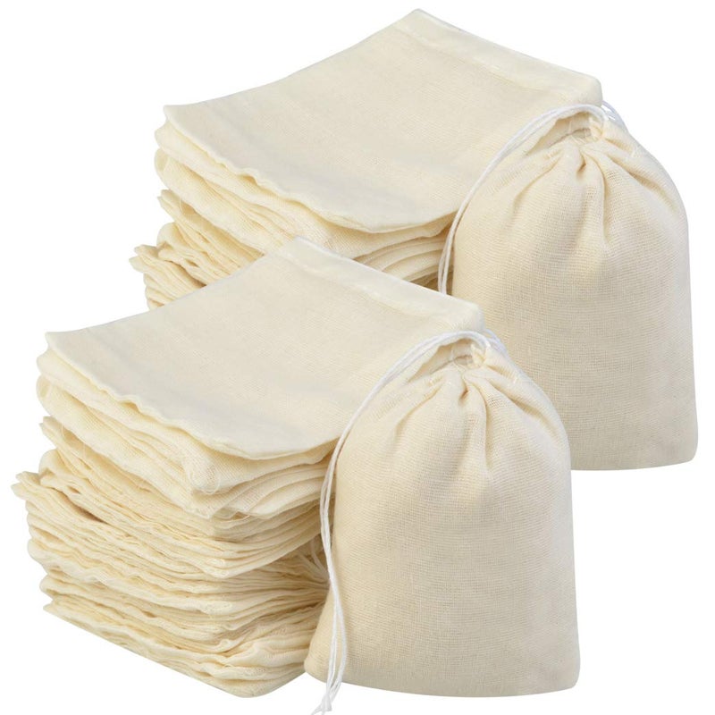 Tayfremn 200Pcs Cotton Drawstring Bags, Reusable Muslin Bag Natural Cotton Bags with Drawstring Produce Bag Bulk Gift Jewelry Pouch for Party Wedding Home Storage, Natural Color (4 x 3 Inches) - Image 1